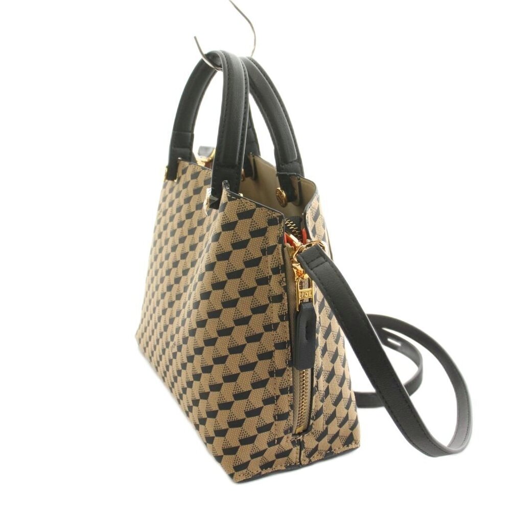 Rope EPOR Y BAG Shoulder Handbag All over Faux leather Beige Black KU